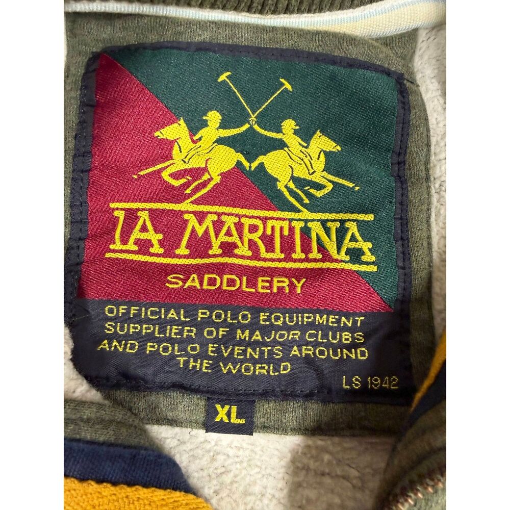 La Martina Saddlery Polo Society Jacket Mens XL Green Full Zip Embroidered